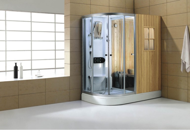 Sauna a secco + umido sauna con doccia-001